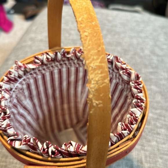 Longaberger Basket Liner Large Handle Round red 1996 Vintage Retired - Picture 11 of 13